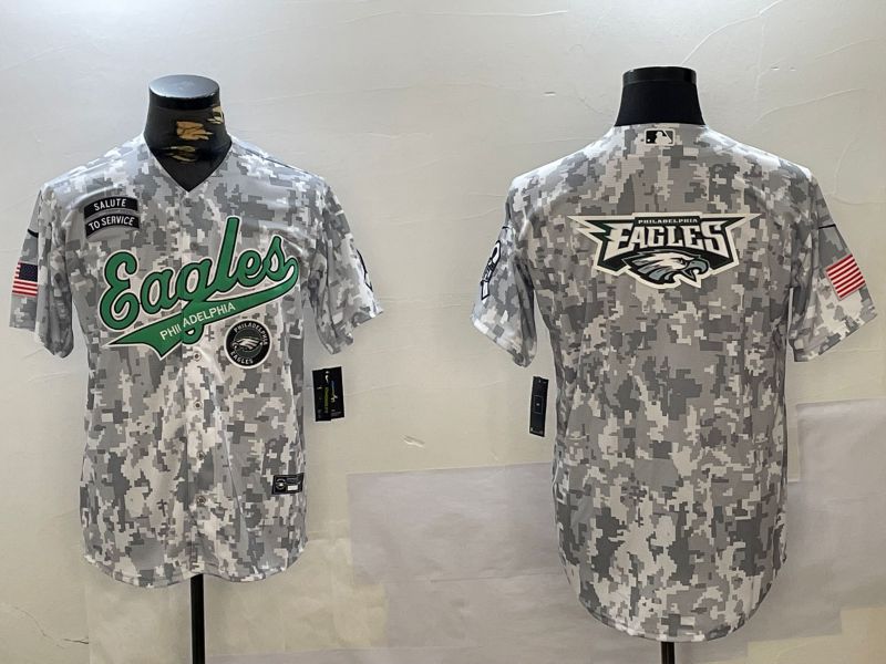 Men Philadelphia Eagles Blank Nike Arctic Camo 2024 Salute to Service Limited NFL Jersey style 2